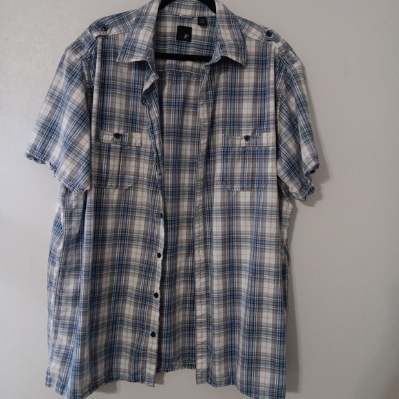 Other - J. Ferrar‎ Shirt Men 2XL Tall Blue Short Sleeve Button Up Cotton